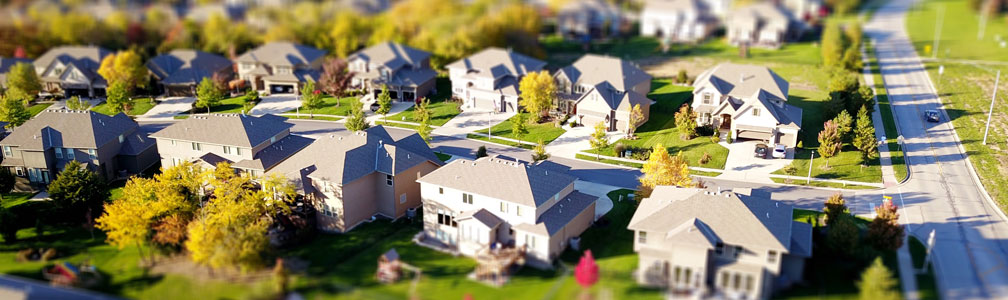aerial shot of suburbs